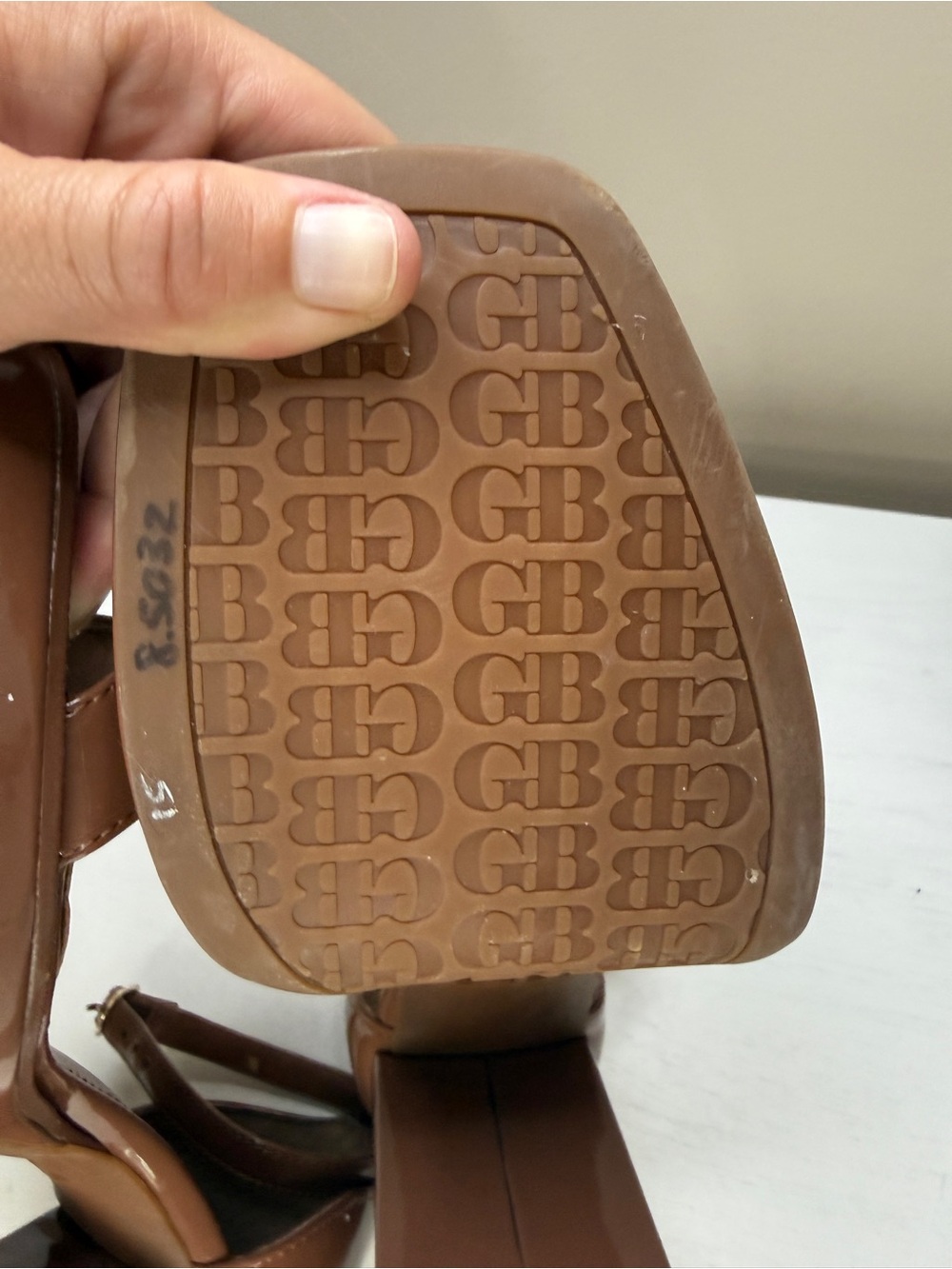 Gianni Bini Brown Say-So Patent Square Toe Ankle Strap Platform Sandals - Picture 3 of 16